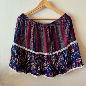 Floral Boho Peasant Skirt